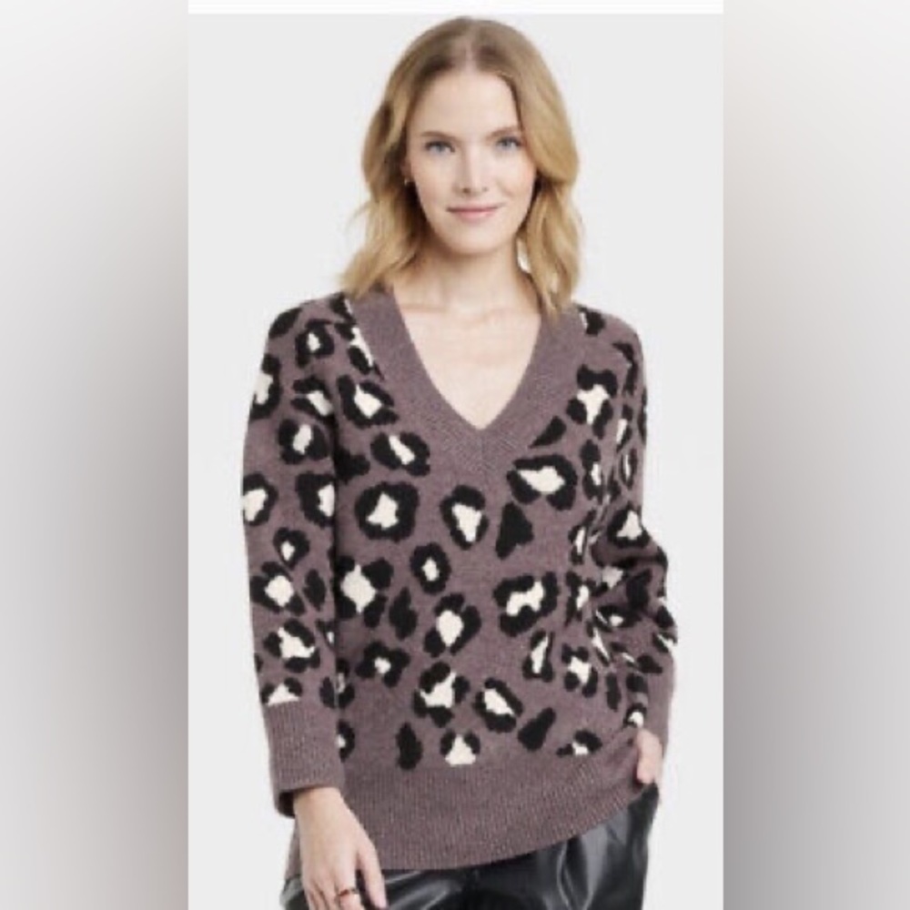 A New Day Leopard Print Pullover Sweater